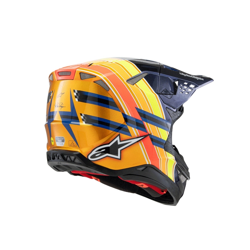 Casca motocross Alpinestars Supertech S-M10 edition TROY LEE DESIGNS albastru perlat-portocaliu fluor-galben-rosu