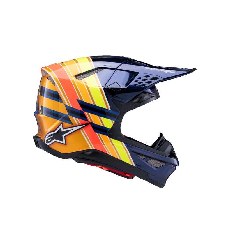 Casca motocross Alpinestars Supertech S-M10 edition TROY LEE DESIGNS albastru perlat-portocaliu fluor-galben-rosu