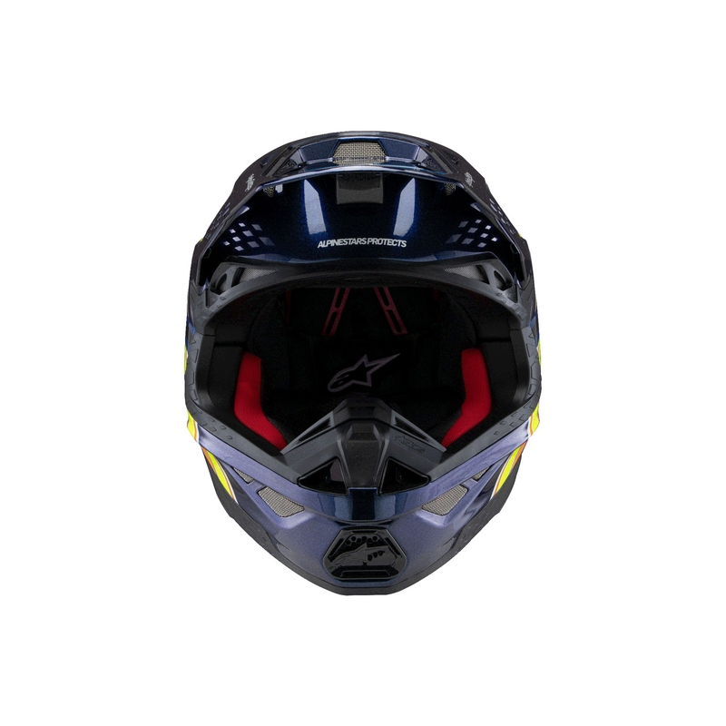 Casca motocross Alpinestars Supertech S-M10 edition TROY LEE DESIGNS albastru perlat-portocaliu fluor-galben-rosu