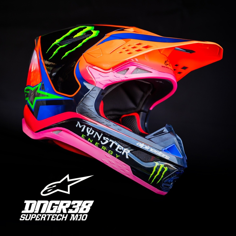 Casca de motocross Alpinestars Supertech S-M10 HAIDEN DEEGAN editie portocaliu fluo-violet-roz-verde