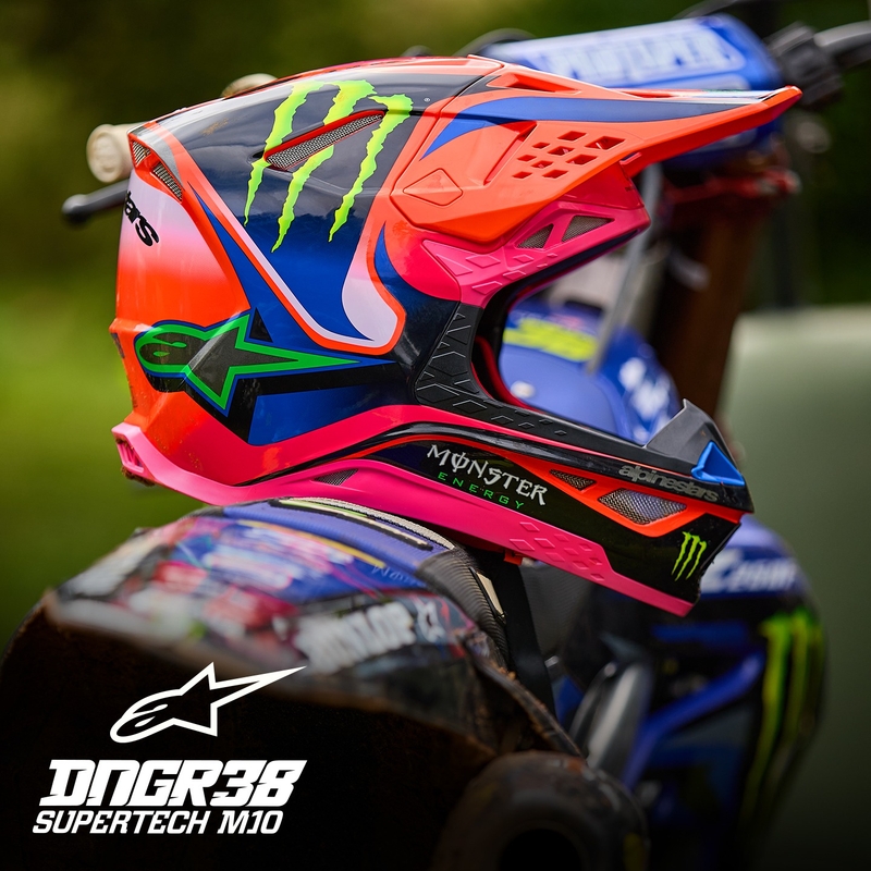Casca de motocross Alpinestars Supertech S-M10 HAIDEN DEEGAN editie portocaliu fluo-violet-roz-verde