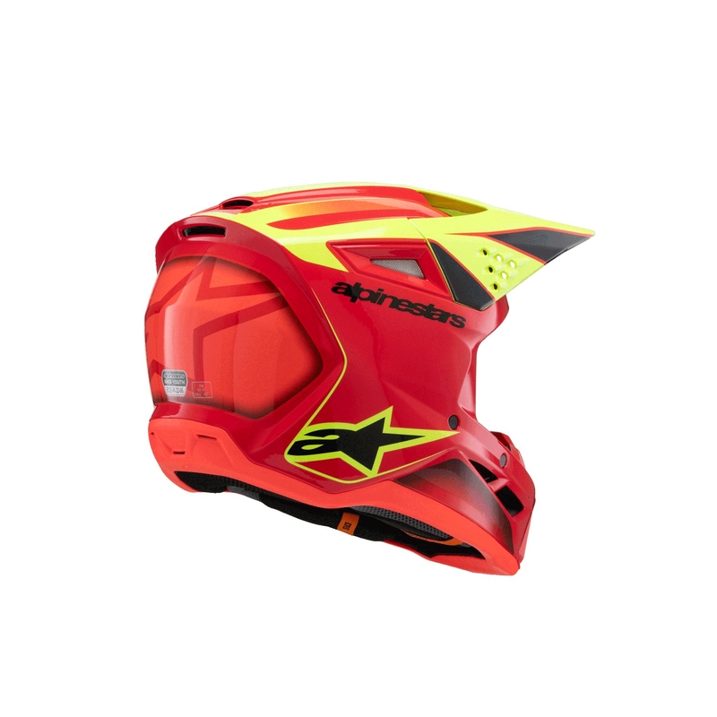 Cască motocross Alpinestars S-M3 FRAY pentru copii, roșu-fluo, galben-negru