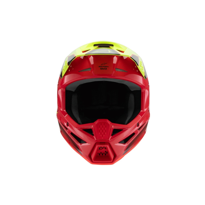 Cască motocross Alpinestars S-M3 FRAY pentru copii, roșu-fluo, galben-negru