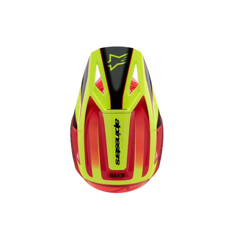 Cască motocross Alpinestars S-M3 FRAY pentru copii, roșu-fluo, galben-negru