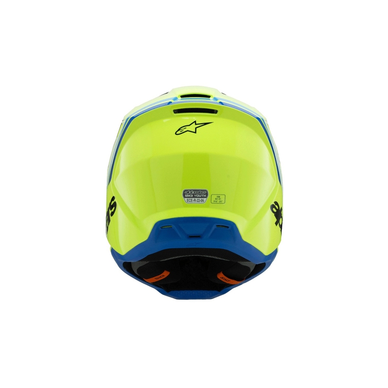 Cască motocross Alpinestars S-M3 RADIUM pentru copii, galben fluo-negru-albastru