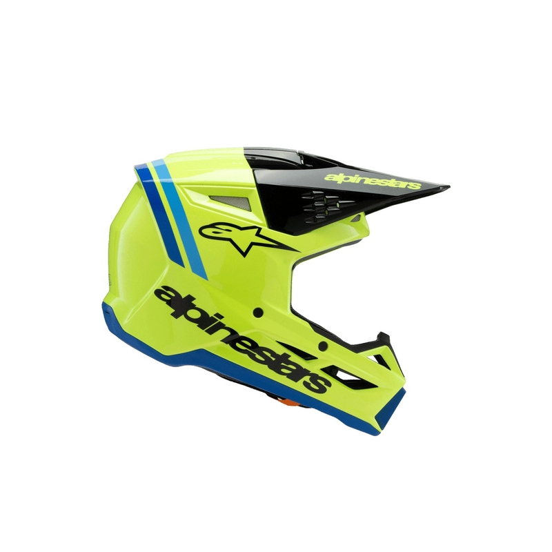 Cască motocross Alpinestars S-M3 RADIUM pentru copii, galben fluo-negru-albastru