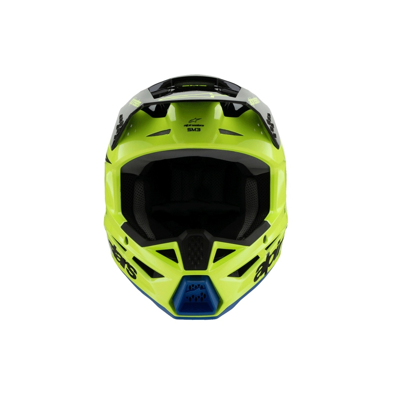 Cască motocross Alpinestars S-M3 RADIUM pentru copii, galben fluo-negru-albastru