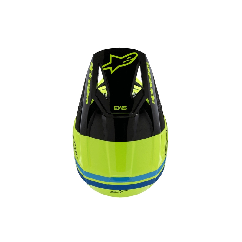 Cască motocross Alpinestars S-M3 RADIUM pentru copii, galben fluo-negru-albastru
