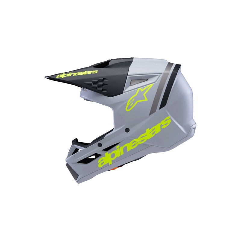 Cască motocross Alpinestars S-M3 RADIUM pentru copii, gri mat-galben fluo-negru