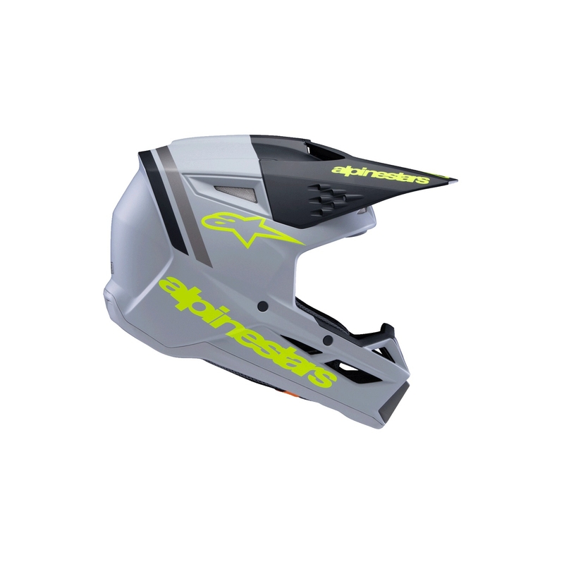 Cască motocross Alpinestars S-M3 RADIUM pentru copii, gri mat-galben fluo-negru