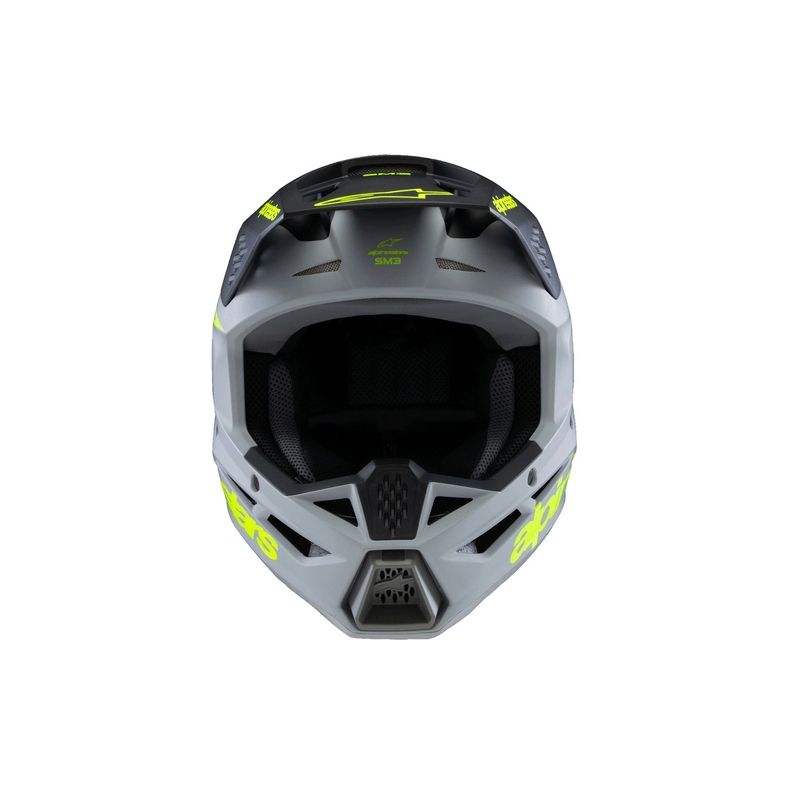 Cască motocross Alpinestars S-M3 RADIUM pentru copii, gri mat-galben fluo-negru