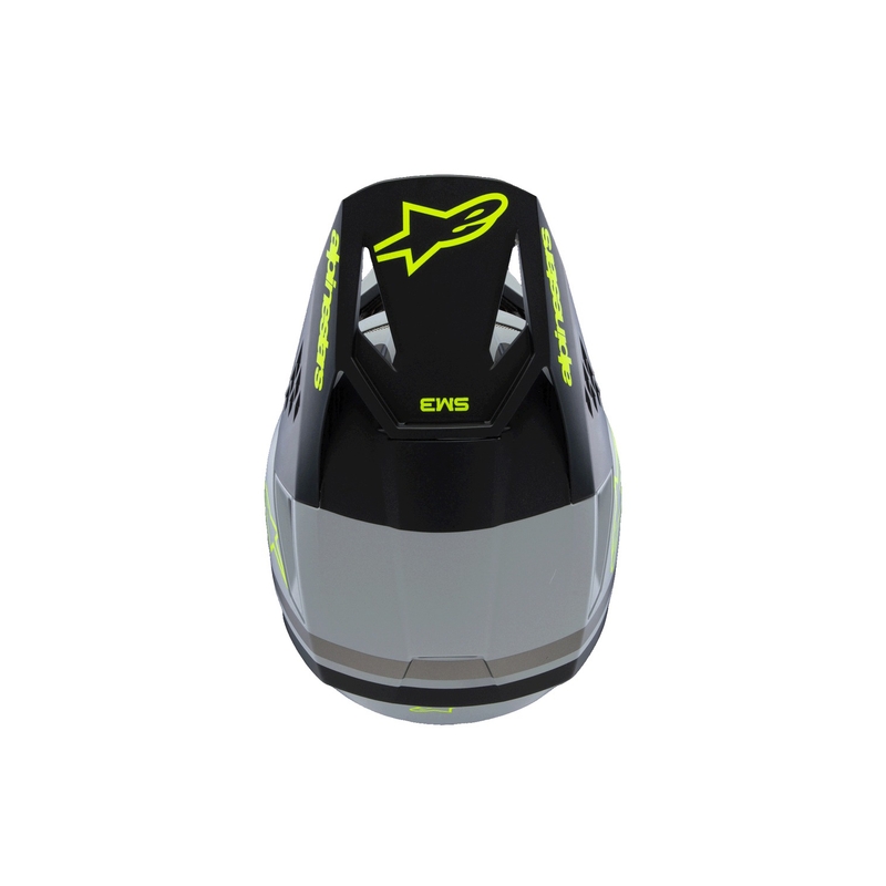 Cască motocross Alpinestars S-M3 RADIUM pentru copii, gri mat-galben fluo-negru