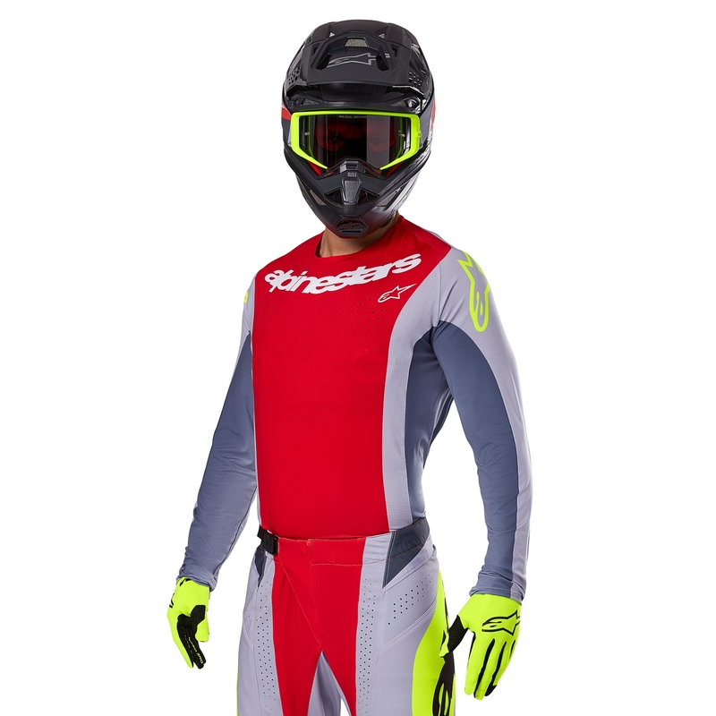 Tricou motocross Alpinestars Techstar Melt roșu-gri