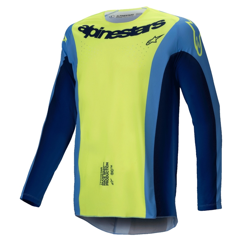 Tricou motocross Alpinestars Techstar Melt galben-albastru fluo