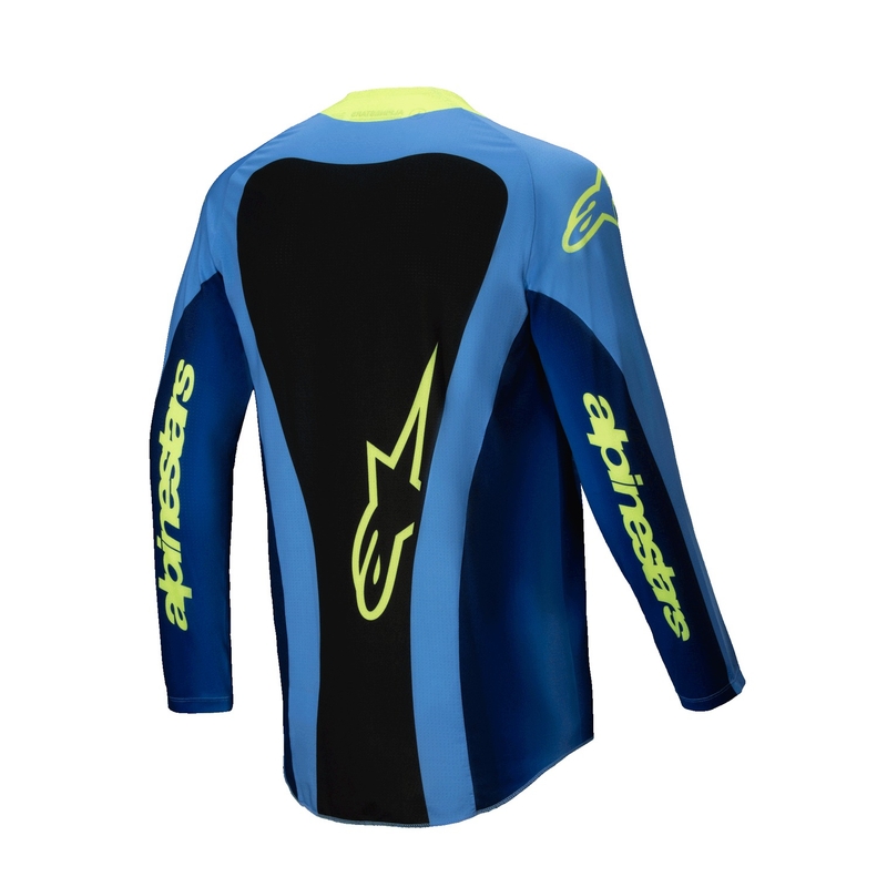Tricou motocross Alpinestars Techstar Melt galben-albastru fluo