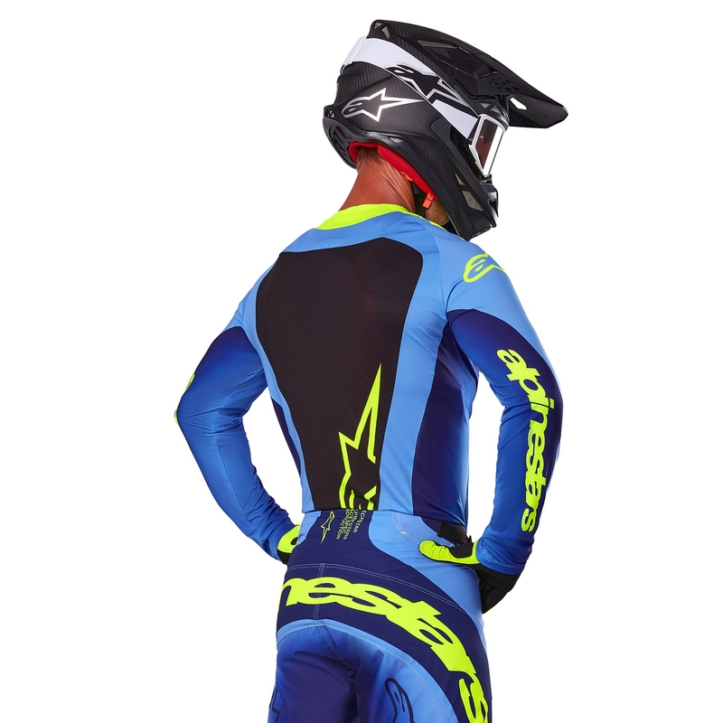 Tricou motocross Alpinestars Techstar Melt galben-albastru fluo