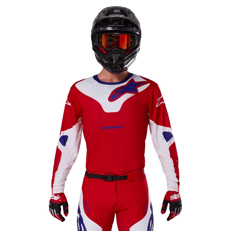 Tricou motocross Alpinestars Racer Veil roșu-alb