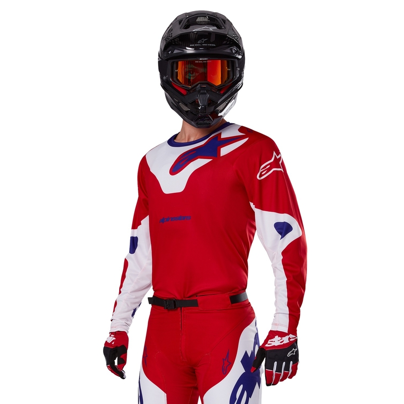 Tricou motocross Alpinestars Racer Veil roșu-alb