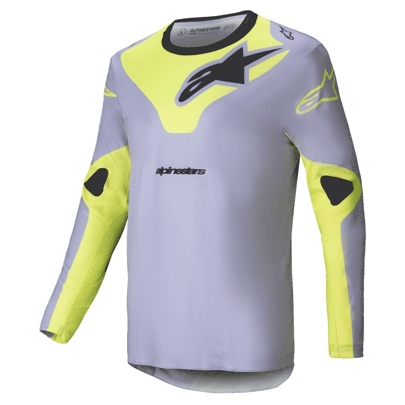 Tricou motocross Alpinestars Racer Veil gri-galben fluo