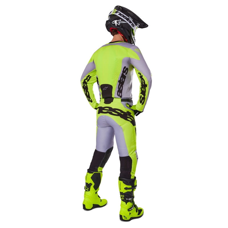 Tricou motocross Alpinestars Racer Veil gri-galben fluo