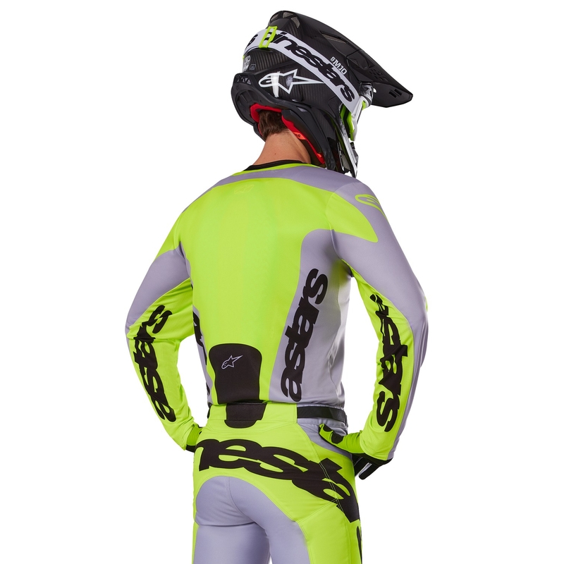 Tricou motocross Alpinestars Racer Veil gri-galben fluo