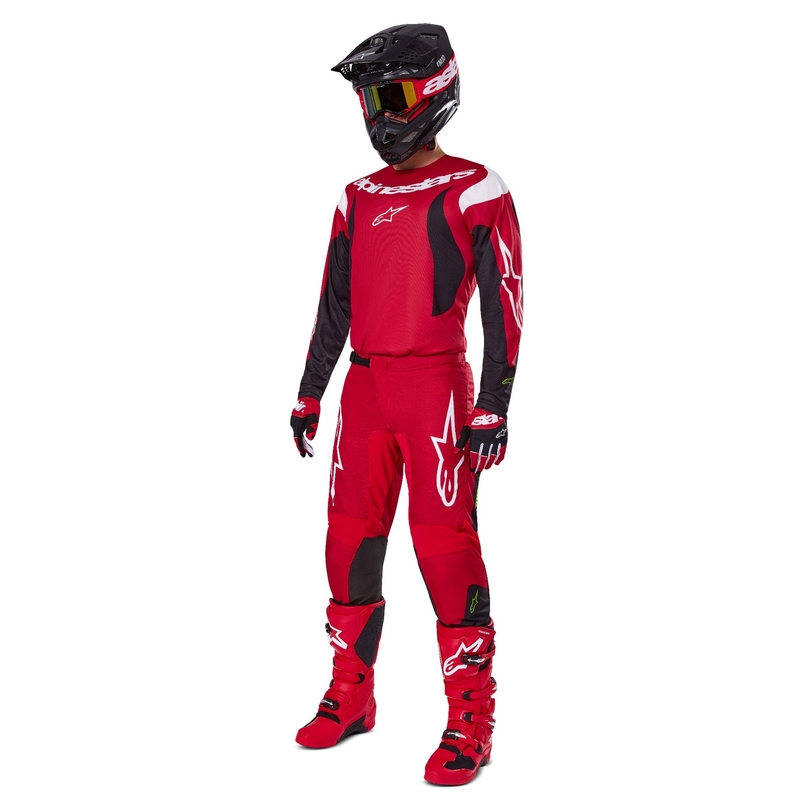 Tricou motocross Alpinestars Fluid Haul roșu-negru