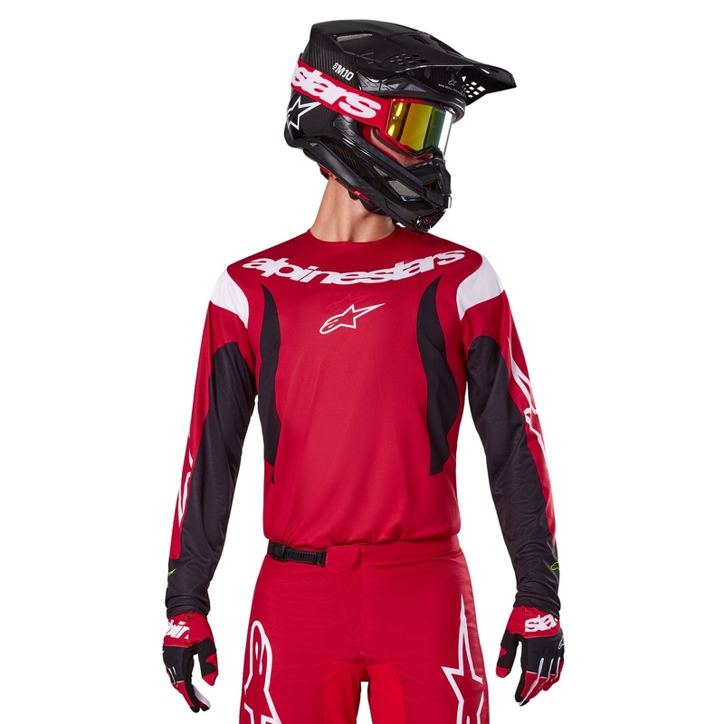 Tricou motocross Alpinestars Fluid Haul roșu-negru