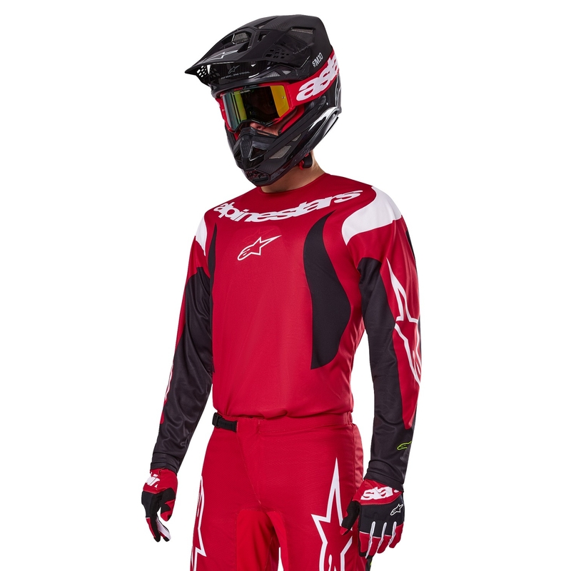 Tricou motocross Alpinestars Fluid Haul roșu-negru