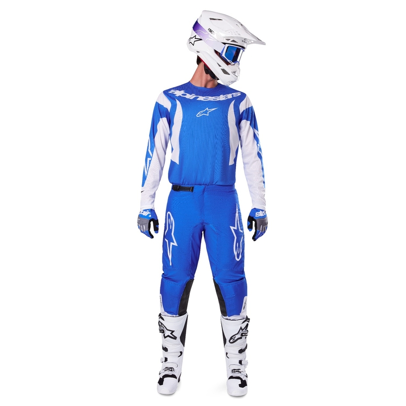 Tricou motocross Alpinestars Fluid Haul alb-albastru