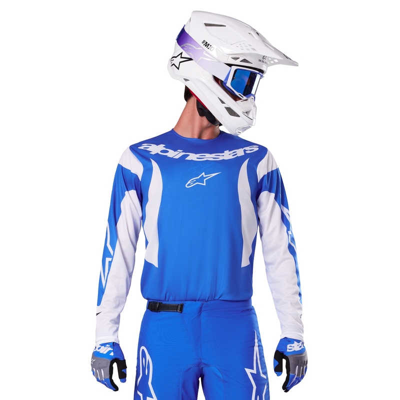 Tricou motocross Alpinestars Fluid Haul alb-albastru