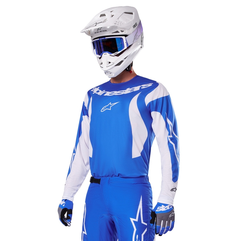 Tricou motocross Alpinestars Fluid Haul alb-albastru