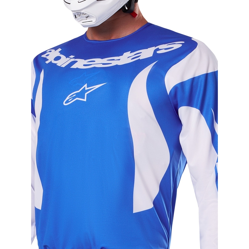 Tricou motocross Alpinestars Fluid Haul alb-albastru