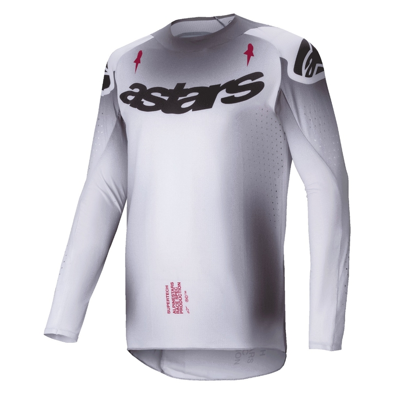 Tricou motocross Alpinestars Supertech Maker argintiu-negru