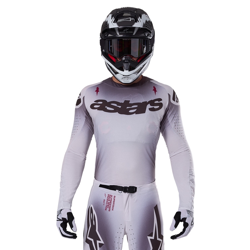 Tricou motocross Alpinestars Supertech Maker argintiu-negru