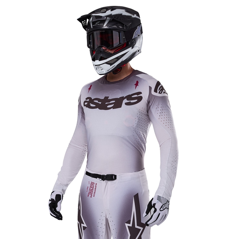 Tricou motocross Alpinestars Supertech Maker argintiu-negru