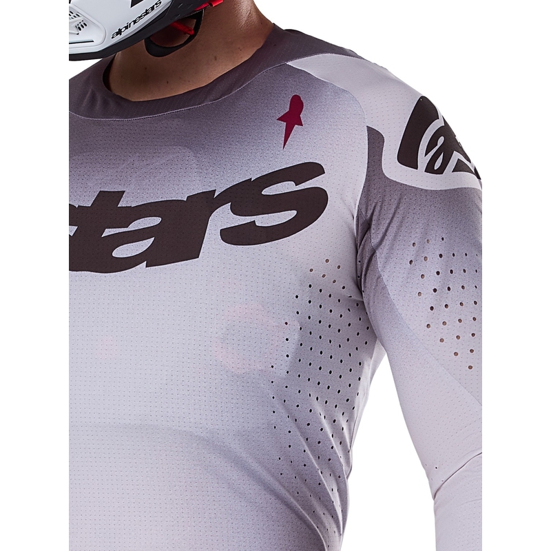 Tricou motocross Alpinestars Supertech Maker argintiu-negru