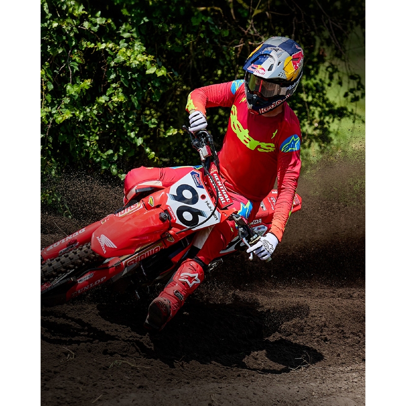 Tricou motocross Alpinestars Supertech Maker roșu-galben fluo
