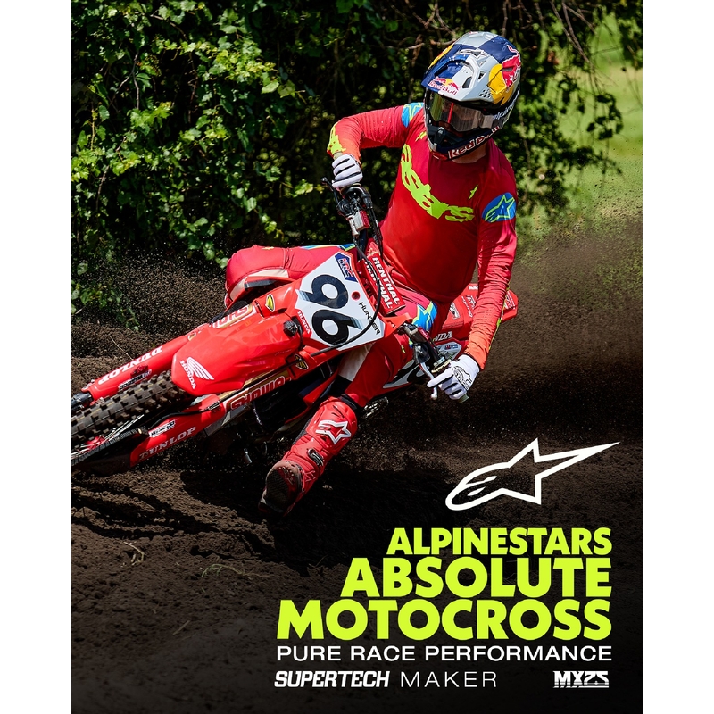 Tricou motocross Alpinestars Supertech Maker roșu-galben fluo