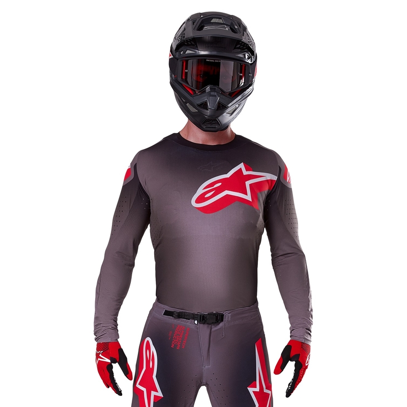 Tricou de motocross Alpinestars Supertech Lipan roșu fum