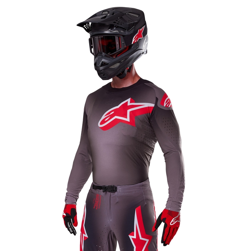 Tricou de motocross Alpinestars Supertech Lipan roșu fum