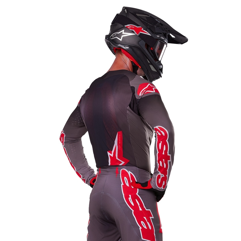 Tricou de motocross Alpinestars Supertech Lipan roșu fum
