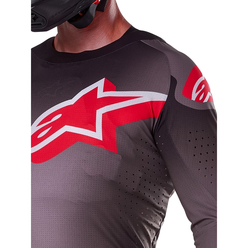 Tricou de motocross Alpinestars Supertech Lipan roșu fum