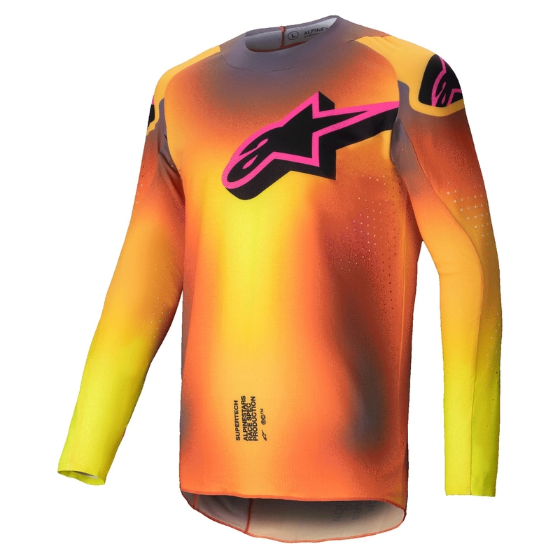 Tricou motocross Alpinestars Supertech Lipan galben-roz