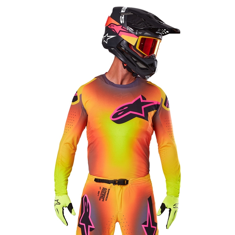 Tricou motocross Alpinestars Supertech Lipan galben-roz