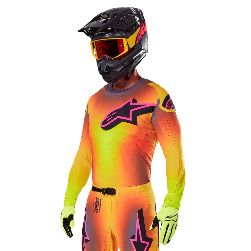 Tricou motocross Alpinestars Supertech Lipan galben-roz