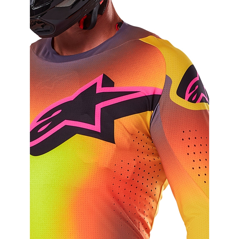 Tricou motocross Alpinestars Supertech Lipan galben-roz