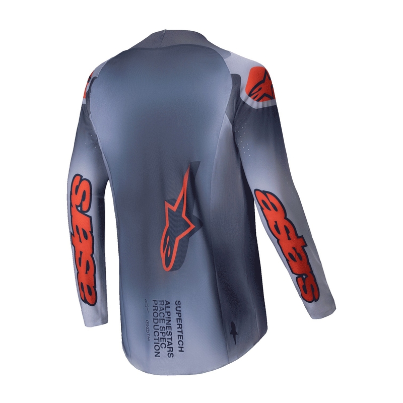 Tricou motocross Alpinestars Supertech Lipan gri-portocaliu fluo