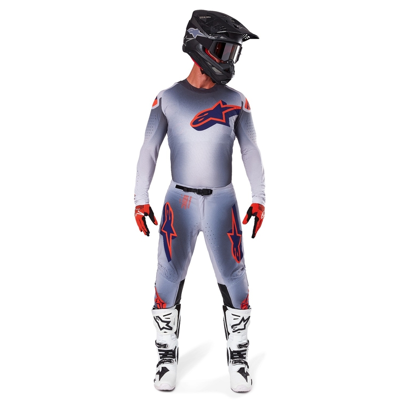 Tricou motocross Alpinestars Supertech Lipan gri-portocaliu fluo