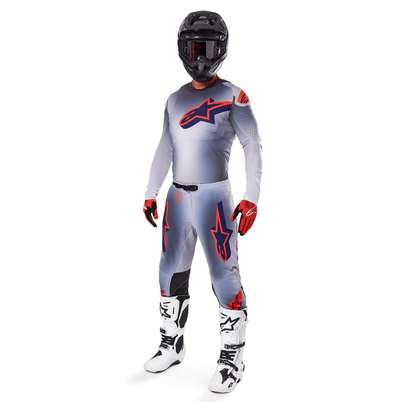 Tricou motocross Alpinestars Supertech Lipan gri-portocaliu fluo