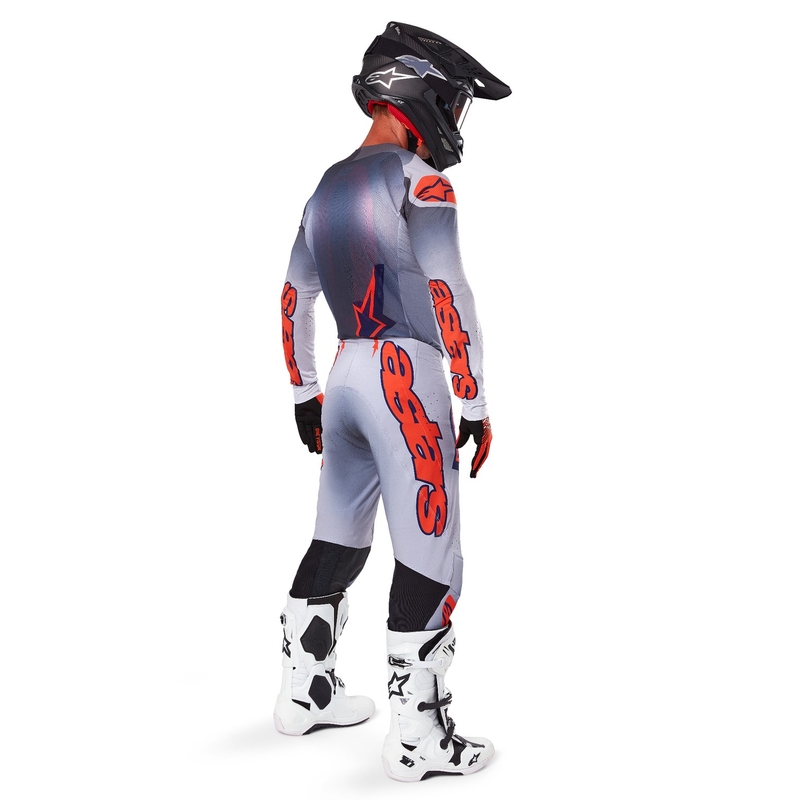 Tricou motocross Alpinestars Supertech Lipan gri-portocaliu fluo